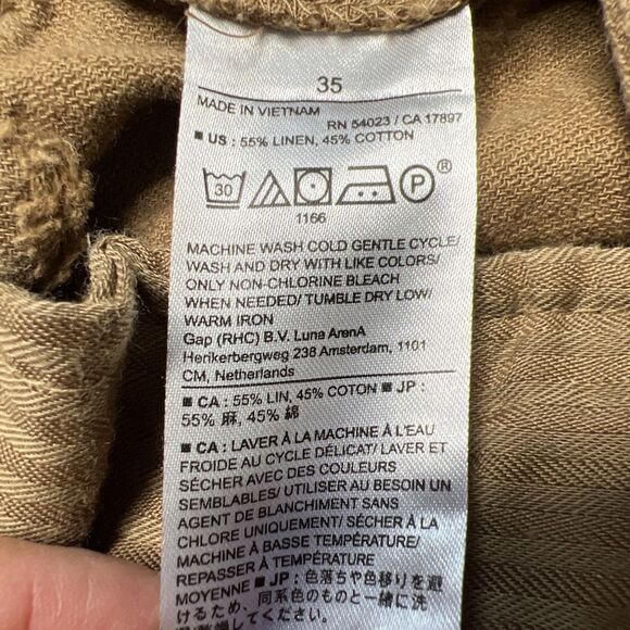 Banana Republic Linen Blend Shorts Men's 35 Tan 7" Inseam Pockets Chino - Picture 8 of 8